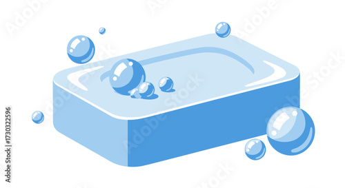 Aromatic bar of soap with bubbles, simple flat design illustration