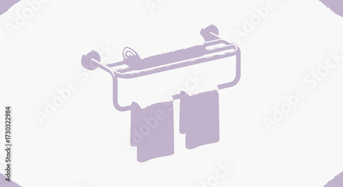 Elegant bathroom accessory displaying soft towels, minimalist artwork