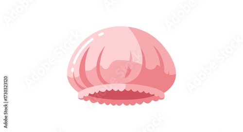 Elegant pink shower cap design with decorative frill for hygiene routine