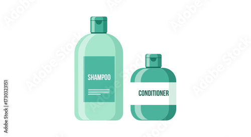 Elegant Shampoo and Conditioner Duo Isolated on White Backdrop Illustration