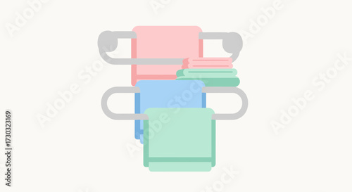 Elegant stacked towel illustration for bathroom or spa organization