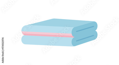 Folded Light Blue and Pink Towel Minimalist Vector Illustration