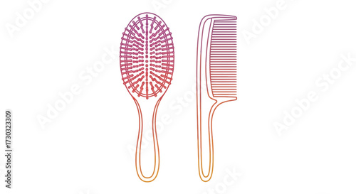 Hair Styling tools Isolated, Modern outline rendering with color gradient