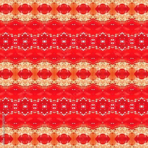 Repeating red and gold kaleidoscope pattern with glowing symmetry, ideal for vibrant fashion prints, artistic backgrounds, abstract wallpapers, and creative design.