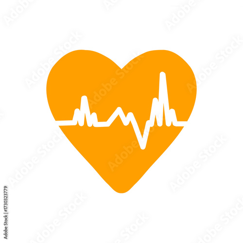 Heart with electrocardiogram icon / 心電図の波形が入ったハートのピクトグラム	