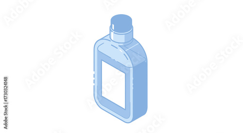 Minimalist illustration of a bottle with a blank label for custom design