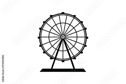 Simple black and white illustration of a ferris wheel design silhouette