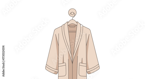 Minimalistic depiction of a bathrobe hanging in a tidy home space