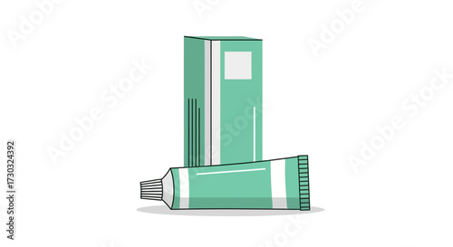 Minty fresh tube and carton showcasing a simplistic, modern design