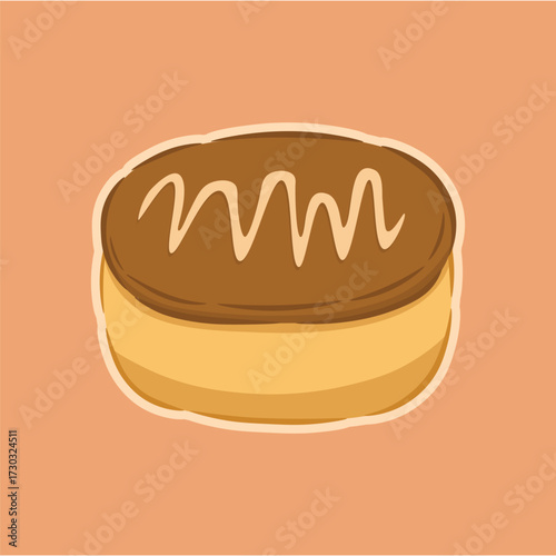 Illustration of a cake with chocolate and vanilla cream on top illustration of sweet food kawaii