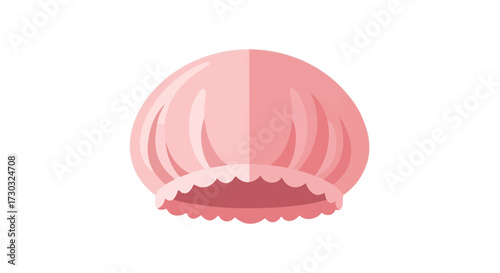 Pink Shower Cap Isolated on White Background, Personal Hygiene Item