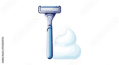 Razor with shaving cream, a symbol of personal grooming and routine