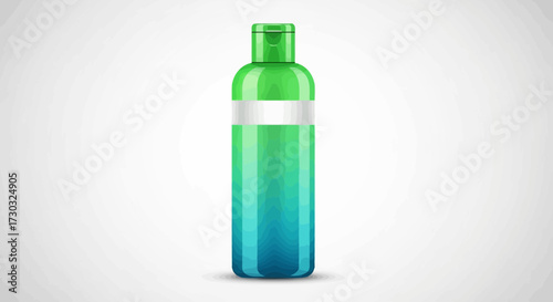 Stylish green and blue gradient bottle mockup with blank label space