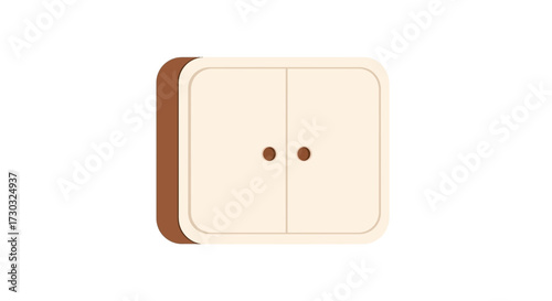 Stylish Illustration of Two-Door Cabinet with Brown Accents on White Backdrop