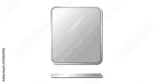 Stylish rectangular mirror isolated against white background, home decor