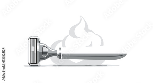Stylized illustration of razor with shaving cream for grooming routine