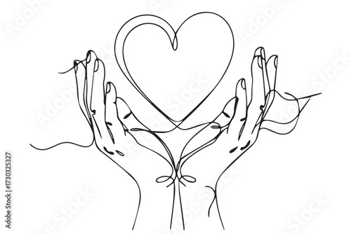 Two hands forming a protective cradle around a heart shape, isolated on Transparent background world kindness day design