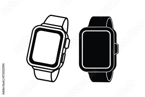 Two smartwatches presented in contrasting colors a striking silhouette