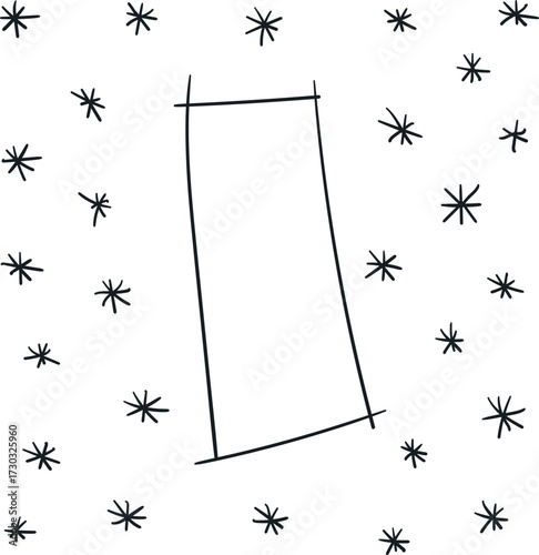 There are cartoon stars or thorns around the drawn frame.