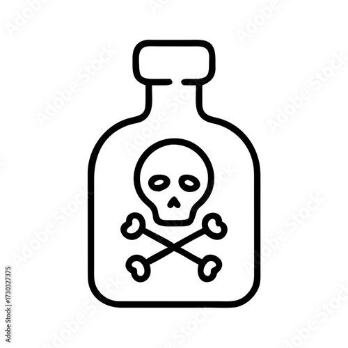 Poison bottle icon with skull and crossbones design  