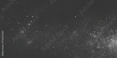 Falling rain and snowflakes drift through the night sky like a cosmic snowfall, a dark, abstract universe of light and stars