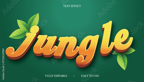 text effect style jungle with leaves design