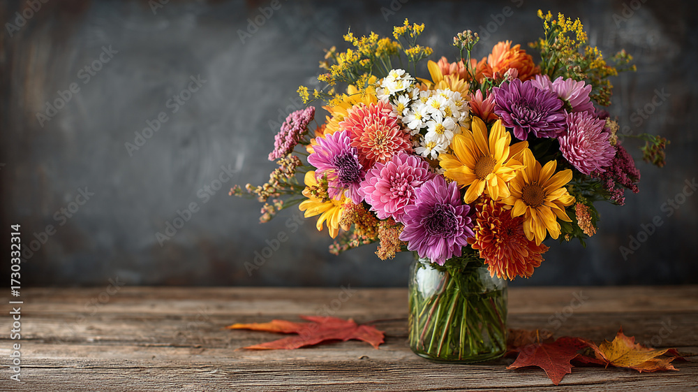 custom made wallpaper toronto digitalAutumn flowers in a vase on the background of a blackboard and books. The school concept. Teacher's Day.