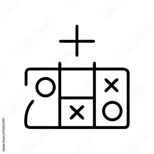 Tic-tac-toe game board with symbols in a minimal style concept of icons  