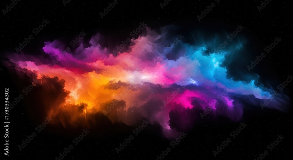 Fototapeta premium Multicolor nebula cloud glowing in space, a celestial cosmic scene