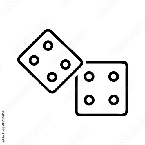 Two outlined dice showing numbers five and six as icons  