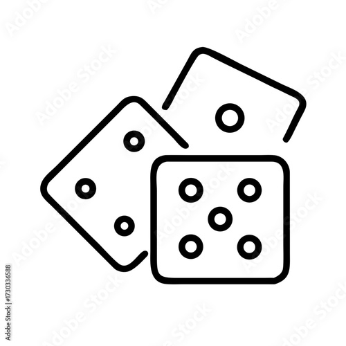 Three dice arranged in a playful manner on a white background - Concept of icons  
