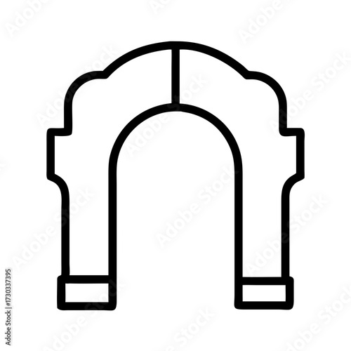 Outline of decorative arch with curved design and minimalist style  
