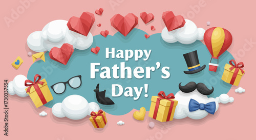 Festive Father's Day Celebration: A Cartoon-Style Image filled with Love and Appreciation