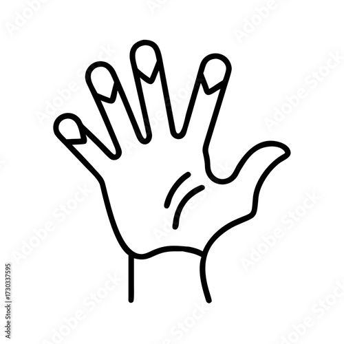Hand outline with fingers displayed in a playful gesture representing icons  