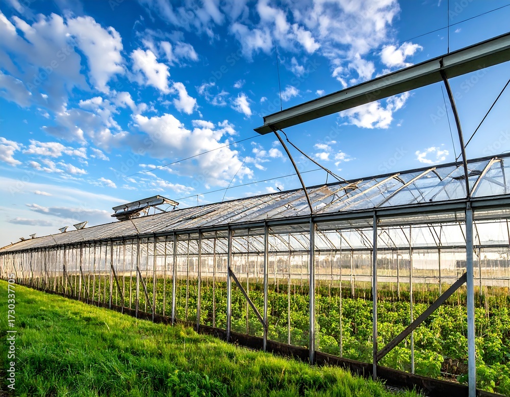 Obraz premium Greenhouse Farm Landscape.