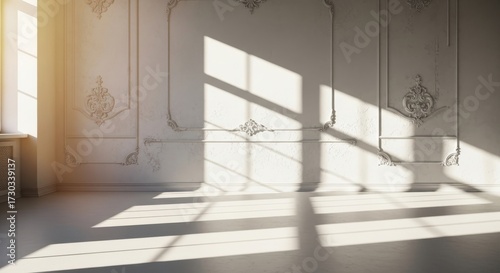Sunlit Room with Ornate Molding and Classic Interior Design Elements