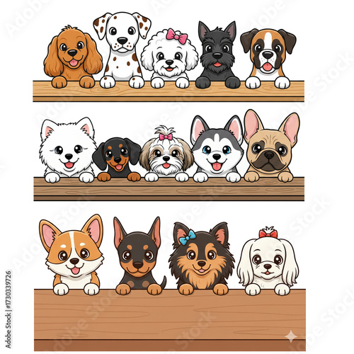 Set of funny dogs