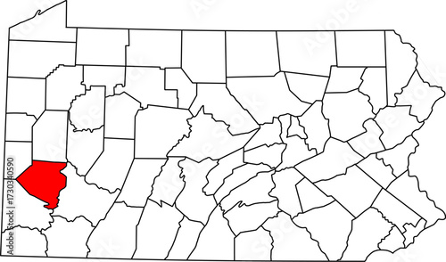 Canvastavla Detailed vector map of Pennsylvania, USA, highlighting Allegheny County, home to Pittsburgh