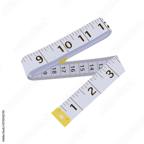 Soft measuring tape for sewing tailor cloth and body measurement isolated on white background