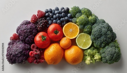 Wallpaper Mural Colorful rainbow arrangement of fresh fruits and vegetables Torontodigital.ca