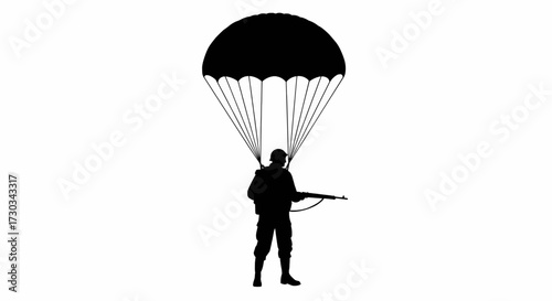 Vintage Style WWII Paratrooper Silhouette Vector