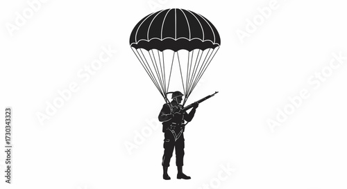 Vintage Style WWII Paratrooper Silhouette Vector