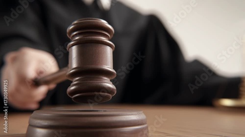 Judge hitting gavel in courtroom law justice legal decision authority trial order court judgment verdict crime punishment lawyer case 4k video judiciary system authority