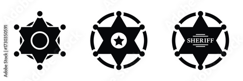 Sheriff star emblem on white background. Sheriff badge icon.