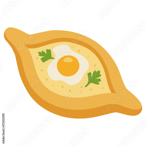 Ajarian Khachapuri Georgian meal flat color vector illustration template design