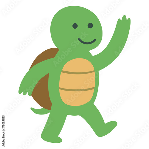 cute turtle standing pet animal hand drawn flat color vector illustration template design
