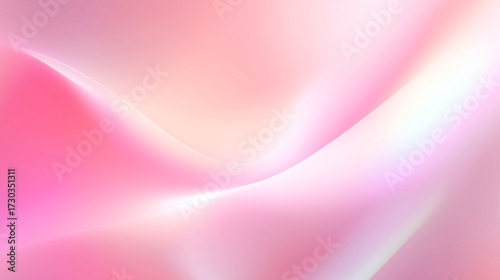 柔らかな曲線のピンクグラデーション背景（美容・コスメ・春）