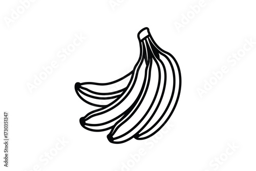 Simple illustration of a bunch of ripe bananas in black and white