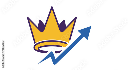 Royal Ascent: Business growth vector illustration featuring a crown and an upward trending arrow