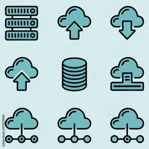 Data Hosting and Cloud Service Icon Pack